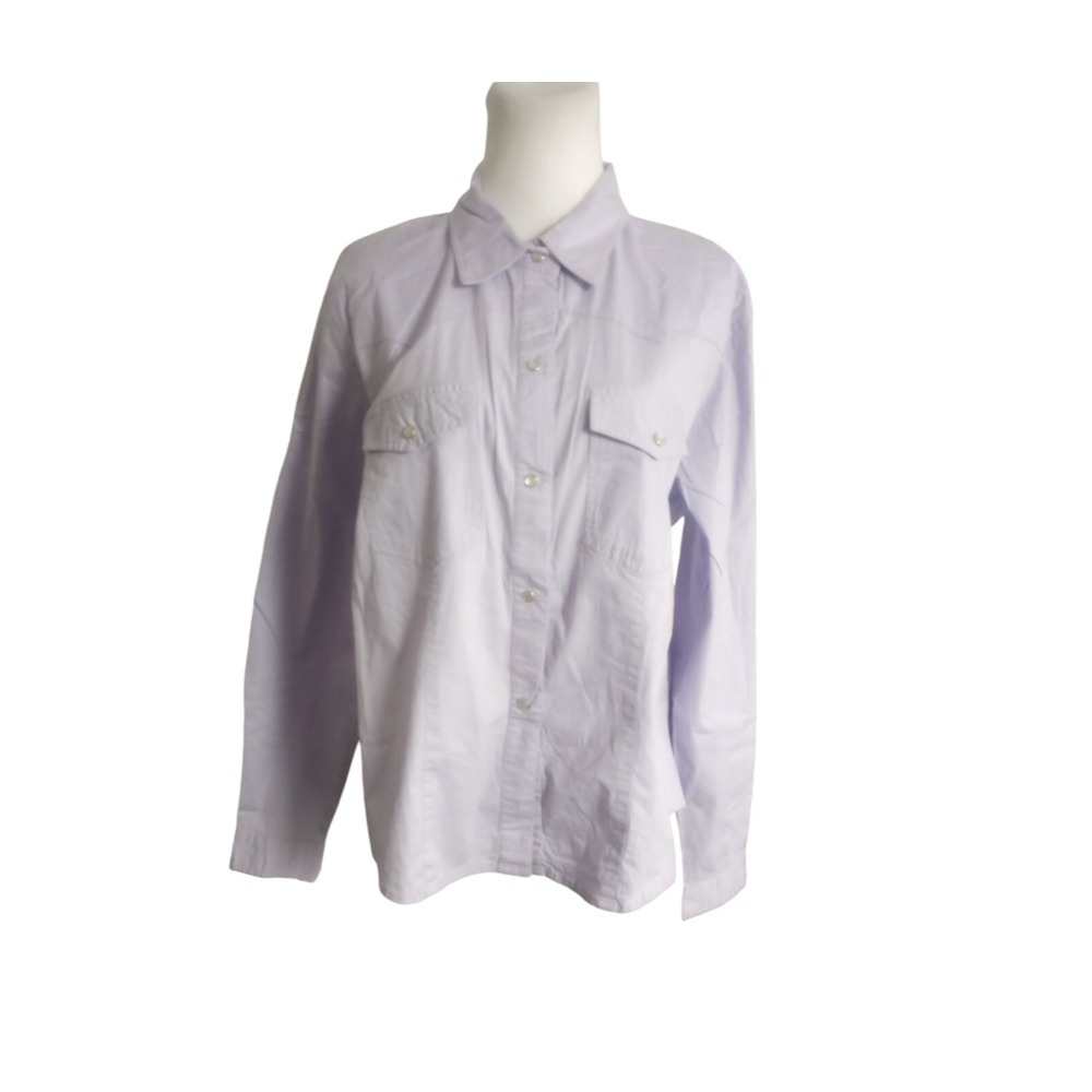 Roper Purple Pearl Snap Long Sleeve Shirt Womens Large Western Cowgirl Collared